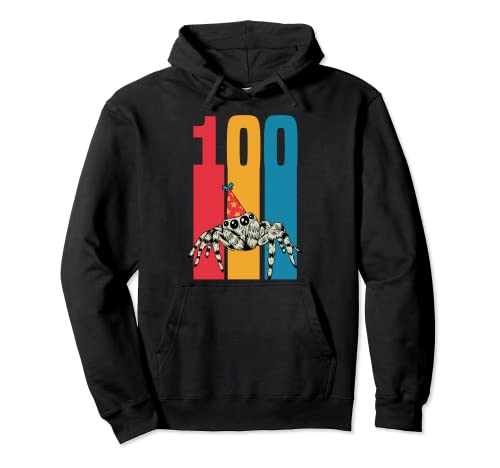 100th Birthday Party Supply Retro Vintage Pet Jumping Spider Pullover Hoodie