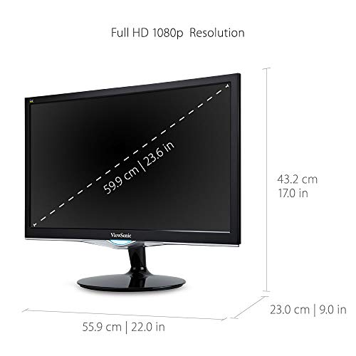 ViewSonic VX2452MH 24 Inch 2ms 60Hz 1080p Gaming Monitor with HDMI DVI and VGA inputs, Black