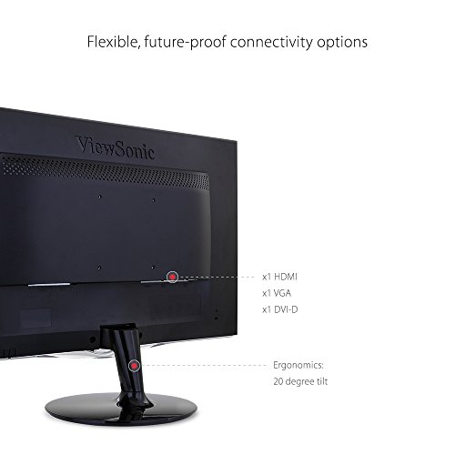 ViewSonic VX2452MH 24 Inch 2ms 60Hz 1080p Gaming Monitor with HDMI DVI and VGA inputs, Black