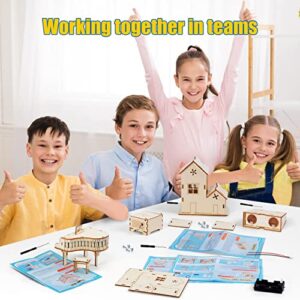 5 in 1 3D Wooden Puzzles STEM Projects for Kids Age 8-12, Educational Crafts Science Kits for Girls Ages 8-10, DIY Model Building Toys kit, Gift for 6 7 8 9 10 Year Old boy