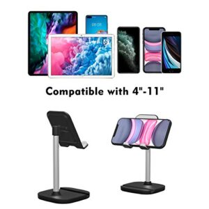 licheers Cell Phone Stand, Height Angle Adjustable Phone Holder for Desk Tablet Stand Compatible with iPhone 14/13/12/11 Pro Max, Samsung Galaxy S10 S9 S8 Note10, Google Pixel,Kindle,Switch (Black)