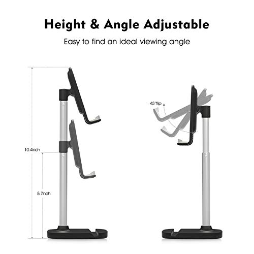 licheers Cell Phone Stand, Height Angle Adjustable Phone Holder for Desk Tablet Stand Compatible with iPhone 14/13/12/11 Pro Max, Samsung Galaxy S10 S9 S8 Note10, Google Pixel,Kindle,Switch (Black)