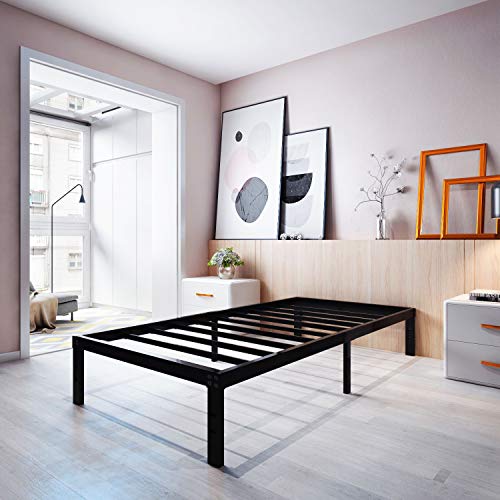 Homdock 14 Inch Twin XL Bed Frame/Sturdy Strong Steel Structure 3500 lbs Heavy Duty/Noise Free/None Slip Mattress Foundation/No Box Spring Needed Metal Platform/Black Finish, Twin XL