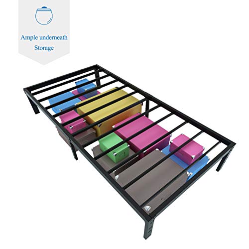 Homdock 14 Inch Twin XL Bed Frame/Sturdy Strong Steel Structure 3500 lbs Heavy Duty/Noise Free/None Slip Mattress Foundation/No Box Spring Needed Metal Platform/Black Finish, Twin XL