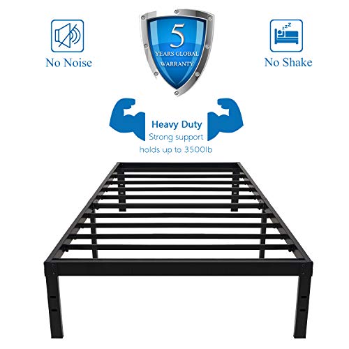 Homdock 14 Inch Twin XL Bed Frame/Sturdy Strong Steel Structure 3500 lbs Heavy Duty/Noise Free/None Slip Mattress Foundation/No Box Spring Needed Metal Platform/Black Finish, Twin XL