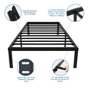 Homdock 14 Inch Twin XL Bed Frame/Sturdy Strong Steel Structure 3500 lbs Heavy Duty/Noise Free/None Slip Mattress Foundation/No Box Spring Needed Metal Platform/Black Finish, Twin XL