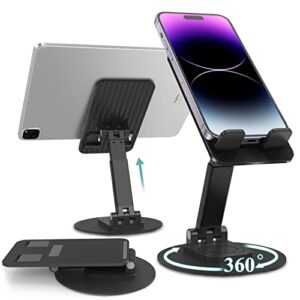 ldsxay rotatable cell phone stand height adjustable phone holder for desk portable iphone stand, foldable cellphone stand compatible with all mobile phone iphone 13 14 pro max 4-10'' desk accessories