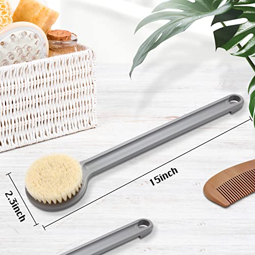 2Pack Back Scrubber for Shower, PIPUHA Back Scrubber Long Handle with Soft and Stiff Bristles, Shower Brush Body Exfoliating for Wet or Dry Brushing, Bathing Accessories for Body Brushes