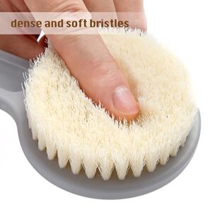 2Pack Back Scrubber for Shower, PIPUHA Back Scrubber Long Handle with Soft and Stiff Bristles, Shower Brush Body Exfoliating for Wet or Dry Brushing, Bathing Accessories for Body Brushes