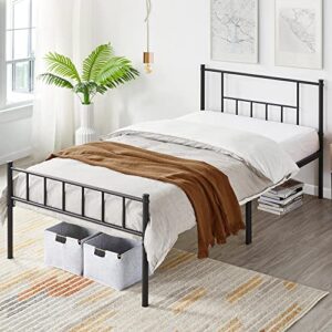yaheetech 13 inch twin xl size metal bed frame with headboard and footboard platform bed frame with storage no box spring needed mattress foundation black