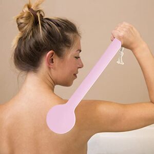 2Pcs Back Scrubber for Shower 14in Shower Brush for Body with Comfy Bristles for Wet or Dry Brushing (Pink)