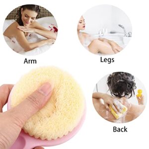 2Pcs Back Scrubber for Shower 14in Shower Brush for Body with Comfy Bristles for Wet or Dry Brushing (Pink)