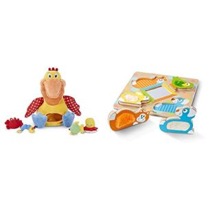 melissa & doug k's kids hungry pelican soft baby educational toy & first play touch & feel puzzle – peek-a-boo pets