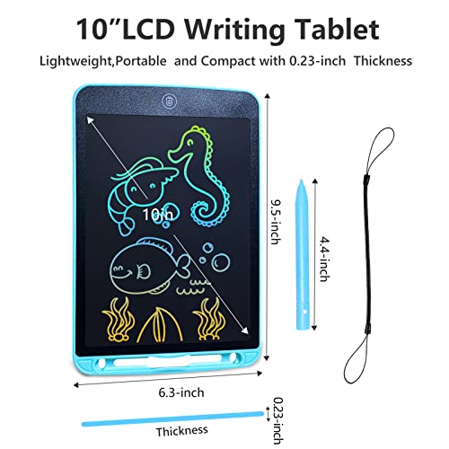 SAnmay LCD Writing Tablet 10-Inch, Doodle Board Drawing Tablet for 3 4 5 6 7 8 Year Old Kids, Erasable Electronic Doodle Pads for Toddlers, Learning Educational Toys Gifts-Blue