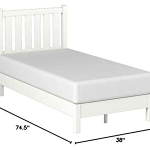 ZINUS Wen Wood Deluxe Platform Bed Frame with Headboard / Solid Wood Foundation / Wood Slat Support / No Box Spring Needed / Easy Assembly, Twin, White