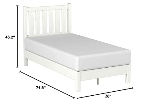 ZINUS Wen Wood Deluxe Platform Bed Frame with Headboard / Solid Wood Foundation / Wood Slat Support / No Box Spring Needed / Easy Assembly, Twin, White
