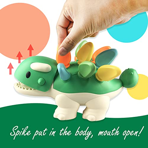 Qumiimet The Fine Motor Toy Spike Dinosaur, Ages 18+ Months Toddler Montessori Sensory Toys,Educational Learning Toys for Toddlers, Fine Motor Skills Gifts for 1 2 3 4 Year Old Toddlers