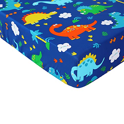 UOMNY Crib Sheets for Boys Fitted Crib Sheet Baby Sheet for Standard Crib and Toddler Mattresses Nursery Bedding Sheet Crib Mattress Sheets for Boys and Girls1 Pack Dinosaur Toddler Sheet