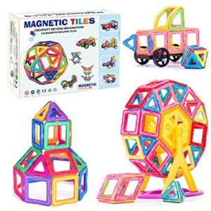 zka magnetic tiles, stem educational building kit, clear color cagnetic blocks toy, birthday gift for boys and girls (168pcs)