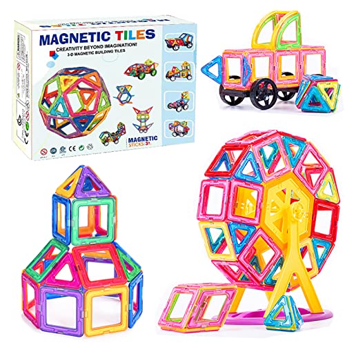 ZKA Magnetic Tiles, STEM Educational Building Kit, Clear Color Cagnetic Blocks Toy, Birthday Gift for Boys and Girls (168PCS)