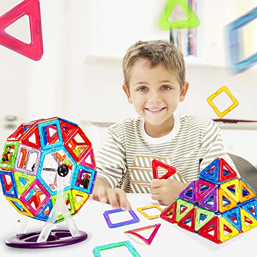 ZKA Magnetic Tiles, STEM Educational Building Kit, Clear Color Cagnetic Blocks Toy, Birthday Gift for Boys and Girls (168PCS)