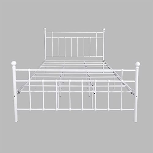 BOFENG Queen Bed Frame with Headboard and Footboard Metal Platform Bed Frame Queen Size Sturdy/No Squeaky Premium Heavy Duty Steel Slabs (Queen, White)