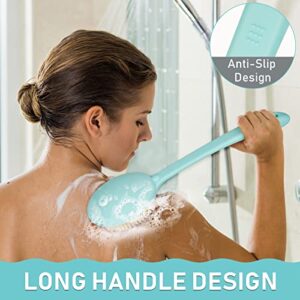 Olpchee Long Handle Bath Shower Body Brush Back Scrubber with Super Soft Nylon Bristles (Blue)