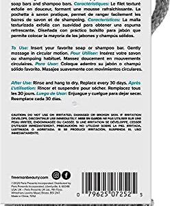 Freeman Net Soap Pouch, Exfoliating Mesh Body Scrubber, Bath & Shower Pouf Removes Dead Skin, Dirt, & Impurities, for Soap Bars, Mild Exfoliation, Self-Tan Prep, 4 Count