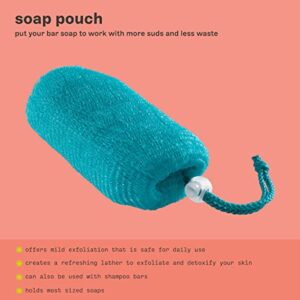 Freeman Net Soap Pouch, Exfoliating Mesh Body Scrubber, Bath & Shower Pouf Removes Dead Skin, Dirt, & Impurities, for Soap Bars, Mild Exfoliation, Self-Tan Prep, 4 Count