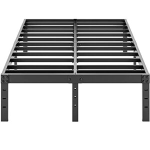 aldrich metal king size bed frame - 16 inch tall black basic anti squeak steel slats platform, easy assembly heavy duty noise free bedframes, no box spring needed