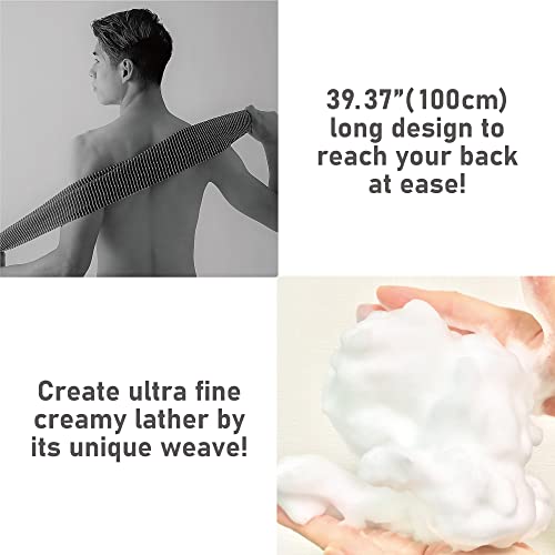 Extra Rough, Exfoliating Washcloth [Made in Japan] Exfoliating Towel Special Texture Makes Fluffy Foam Lather, Back Scrubber, Dead Skin Cell Remover [Loofah for Women and Men] (2pcs Set)