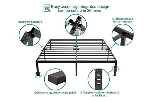 LIJQCI Full Size Bed Frame with Storage 18 Inch high Heavy Duty Metal Platform Mattress Foundation No Box Spring Needed