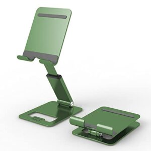 minthouz extendable cell phone stand, aluminium phone holder for desk, multi-angle/height adjustable phone stand compatible with iphone 14 13 pro max mini 12 11 and more 4.7"-7.9" smart phones - green
