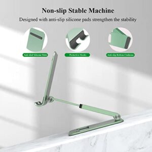 Minthouz Extendable Cell Phone Stand, Aluminium Phone Holder for Desk, Multi-Angle/Height Adjustable Phone Stand Compatible with iPhone 14 13 Pro Max Mini 12 11 and More 4.7"-7.9" Smart Phones - Green