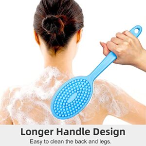 2-in-1 Detachable Silicone Body Scrubber, Long Handled Back Body Exfoliator with Hook for Double-Sided Use, Rich Foam for Deep Cleansing and Exfoliating