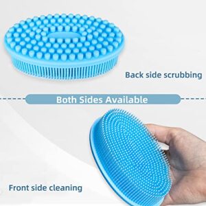 2-in-1 Detachable Silicone Body Scrubber, Long Handled Back Body Exfoliator with Hook for Double-Sided Use, Rich Foam for Deep Cleansing and Exfoliating