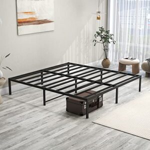 DUMEE King Size Bed Frame Heavy Duty Platform King Bed Frame No Box Spring Needed with Storage, Reinforced Support Noise Free, 14 Inch Textured Black