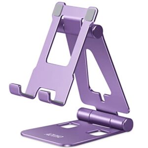 Aoviho Cell Phone Stand Holder - Adjustable Desk Phone Holder - Universal Foldable Moblie Phone Dock for iPhone 14 13 12 11 Pro Xs Max Xr X 8 7 6 5 5s SE All Phones (Purple)