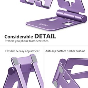 Aoviho Cell Phone Stand Holder - Adjustable Desk Phone Holder - Universal Foldable Moblie Phone Dock for iPhone 14 13 12 11 Pro Xs Max Xr X 8 7 6 5 5s SE All Phones (Purple)