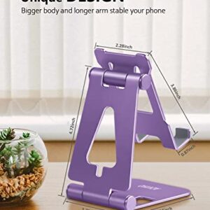 Aoviho Cell Phone Stand Holder - Adjustable Desk Phone Holder - Universal Foldable Moblie Phone Dock for iPhone 14 13 12 11 Pro Xs Max Xr X 8 7 6 5 5s SE All Phones (Purple)