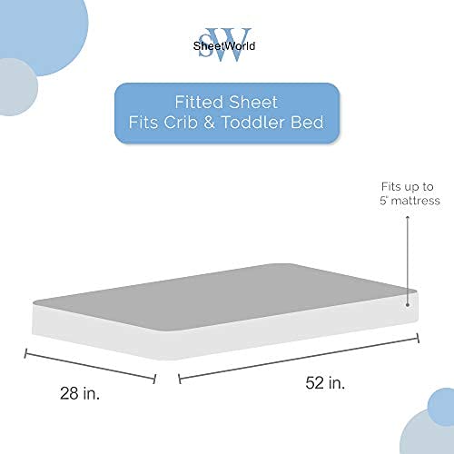 SheetWorld 100% Cotton Percale Crib Sheet Set 28 x 52, Baby Cars & Trucks, Inlcudes 1 Fitted, 1 Flat, 1 Toddler Pillow Case, Made in USA