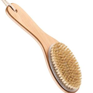 100% Natural Boar Bristle Body Brush with Contoured Wooden Handle by TOUCH ME