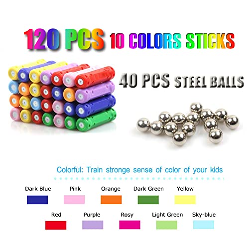 Ocensmice 160Pcs Magnetic Building Sticks Blocks, Magnet Educational Toys STEM Toys for Kids and Adult, 3D Construction Building Toy with Storage Bag