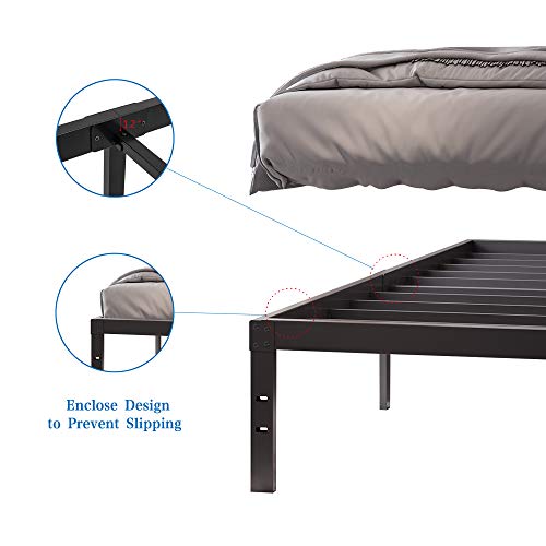 Homdock Twin XL Bed Frame, Heavy Duty 16 Inch Metal Platform Mattress Foundation/Sturdy Strong Steel Structure/Fits to 3500 lbs/Noise Free/None Slip/No Box Spring Needed/Black Finish