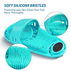 meidong Silicone Shower Foot Scrubber Personal Foot Massage and Cleaning, Non-Slip Foot Scrubber for Men and Women (1PCS Green)