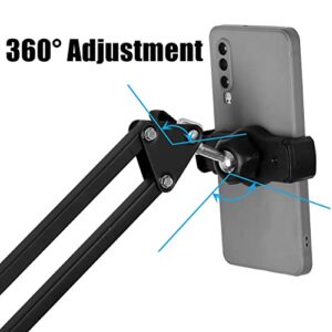 WANBY Overhead Phone Stand Articulating Arm Table Stand Mount Flexible 360° Rotation Cell Phone Clip Holder for All Smart Phone Microphone