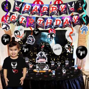 102 Pcs Birthday Party Decorations, Birthday Party Supplies Included Banner, Cake Topper, Cupcake Toppers, Balloons, Stickers, Hanging Swirls Party Decorations Set for Boys and Girls
