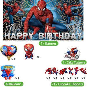 MISCOO Spiderman Party Supplies | Decorations | Banner | Balloons | For Boys | Backdrop | Birthday | Set | Decor