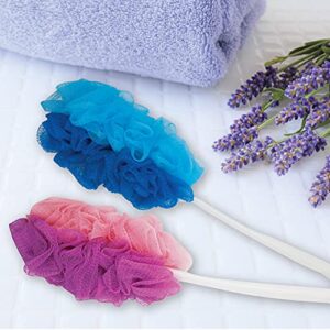 Back Brushes for Showering [ Japan Import ] 2-Textures-in-1 Back Loofah, Shower Back Brush for Men, Women, Gift, and Bath [ Long Handle Scrubber ] (Blue)
