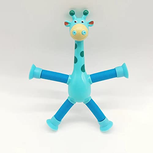 Telescopic Suction Cup Giraffe Toy, Ever-Changing Giraffe Telescopic Tube Suction Cup Toys Telescopic Suction Cup Giraffe Toy Educational Stress Relief Fidget Sensory Giraffe Toys (4pcs with light)